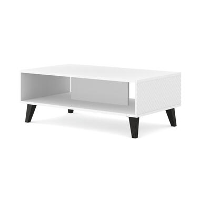 Salontafel Ravenna PC 90x60 glanzend wit fronten zwart poten