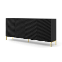 SURF dressoir 4D 200 cm mat zwart + gouden frame