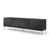 SURF TV meubel 4D 200 cm hoogglans zwart + gouden frame