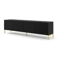 SURF TV meubel 4D 200 cm mat zwart + gouden frame