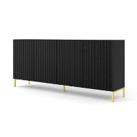WAVE dressoir 4D 200 cm mat zwart + gouden frame