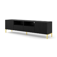 WAVE TV meubel 2D2S 200 cm mat zwart + gouden frame