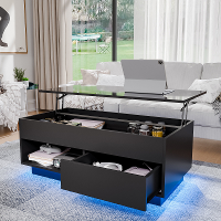 LED Lift Koffietafel Het Ultieme Moderne Meubel met Hoogteverstelling en Kleurlicht / Strak Ontwerp voor Thuisdecoratie