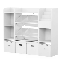 HOMMPA Speelgoedopbergsysteem met foto boekenkast Kinderboekenplank met 4 Opbergmandjes voor Speelgoed Opbergkast met 2