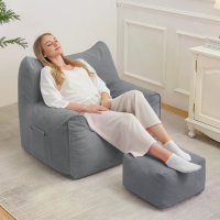 Hommpa Volwassenen Bean Bag Slaapbank met Voetbank Voetenbank Poef Ottomaan Kat Vorm Comfortabele Tieners Grote Leeskame