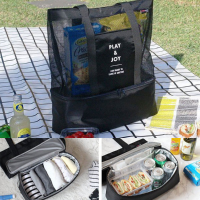 Honana Dw Lb2 Handheld Lunch Bag Insulated Cooler Picnic Bag Mesh Beach Tote Bag Food Drink Storage