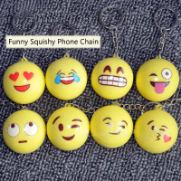 Honana Dx 127 5pcs Funny Emoji Face Squishy Toys Stress Reliever Phone Chain Hang Decorations
