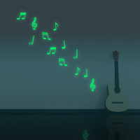Honana Dx 164 12pcs Fluorescent Glow Musical Note Wall Sticker Home Bedroom Decor