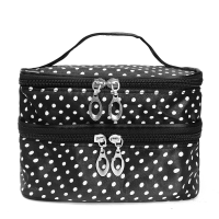 Kcasa Kc Mb04 Double Layers Travel Cosmetics Storage Bag Portable Large Makeup Dots Organizer