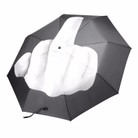 Loskii Nb 0087 Creative Middle Finger Umbrella Novelty Cool Fashion Black Folding Umbrella