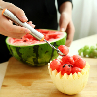 Honana Multi Function Stainless Steel Fruit Carving Knives Watermelon Melon Balls Ice Cream Spoon