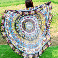 Honana Wx 92 150cm Bohemian Thin Chiffon Beach Towel Mandala Round Silk Scarf Bed Sheet Tapestry Mat