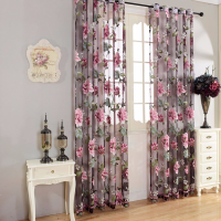 Honana Wx C2 Flower Transparent Tulle Curtains Window Screen Decor Living Room Yellow Purple Sheer Curtain