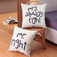 Honana Wx D88 2pcs Mr Right Creative Cotton Linen Pillow Cover Bed Sofa Car Pillowcase
