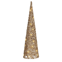 House of Seasons LED kegel kerstboom lamp   champagne   30 leds   H60 cm  kerstverlichting