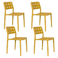 Housecraft Serra Tuinstoel/ Eetkamerstoelen Kunststof Geel   Set van 4
