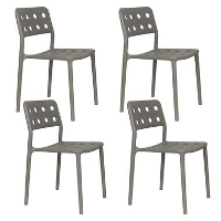 Housecraft Serra Tuinstoel/ Eetkamerstoelen Kunststof Grijs   Set van 4