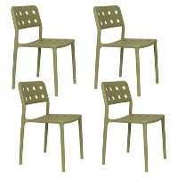 Housecraft Serra Tuinstoel/ Eetkamerstoelen Kunststof Groen   Set van 4