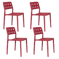 Housecraft Serra Tuinstoel/ Eetkamerstoelen Kunststof Rood   Set van 4