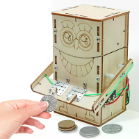 Houten DIY Elektrisch Aangedreven Munt Eet Robot Puzzel Montage Technologie Kleine Productie Creatieve Uitvinding Mechan
