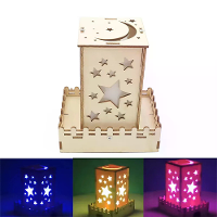 Houten DIY Kleurige Maan Ster Lichten Handgemaakte Projectielamp Educatieve Wetenschappelijke Experimenten Vroegonderwij