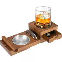 Houten sigaar asbak dranken massief houten tray whiskey thee tray sigaar houder asbak bekerhouder houten asbak coasters