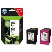 HP 302 zwarte/drie kleuren inktcartridges, 2 pack X4D37AE