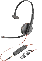 HP Poly Blackwire C3215 Over Ear headset Kabel Mono Zwart Headset, Volumeregeling, Microfoon uitschakelbaar (mute) Computer