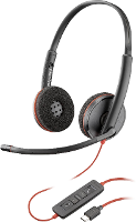 HP Poly Blackwire C3220 On Ear headset Kabel Stereo Zwart Headset, Microfoon uitschakelbaar (mute), Volumeregeling Computer