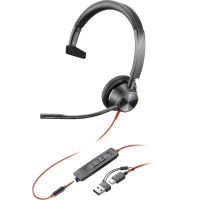 HP Poly Blackwire C3315 M On Ear headset Kabel Mono Zwart Ruisonderdrukking (microfoon), Noise Cancelling Headset, Volumeregeling, Microfoon uitschakelbaar