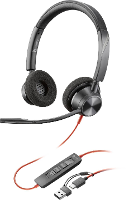 HP Poly Blackwire C3320 On Ear headset Computer Kabel Stereo Zwart Ruisonderdrukking (microfoon) Headset, Volumeregeling, Microfoon uitschakelbaar (mute)