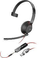 HP Poly Blackwire C5210 On Ear headset Kabel Mono Zwart Noise Cancelling Headset, Volumeregeling, Microfoon uitschakelbaar (mute) Computer