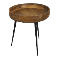 HSM Collection bijzettafel Ventura   naturel/zwart   Ø40x42 cm   Leen Bakker