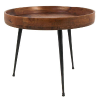 HSM Collection bijzettafel Ventura   naturel/zwart   Ø50x42 cm   Leen Bakker