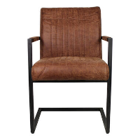 HSM Collection eetkamerstoel Texas met armleggers   leder  cognac   Leen Bakker