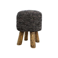 HSM Collection kruk Malibu   raffia zeegras   zwart   45 cm   Leen Bakker