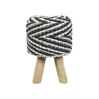 HSM Collection kruk Yara   raffia   zwart/wit   Leen Bakker