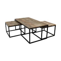 HSM Collection salontafel Falco (3 stuks)   naturel/zwart   120x60x45 cm