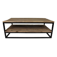 HSM Collection salontafel met onderplank Leroy   naturel/mat zwart   120x70x44 cm