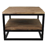 HSM Collection salontafel met onderplank Leroy   naturel/mat zwart   60x60x44 cm