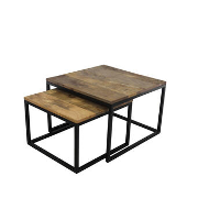 HSM Collection salontafelset Nathan (2 stuks)   naturel/zwart   60x60x41 cm