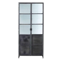 HSM Collection vitrinekast Bronx   grijs/wit   90x36x200 cm   Leen Bakker