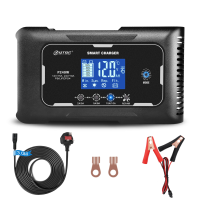 HTRC Auto Acculader 12 V/24 V 15A Touchscreen Automatische Reparatie Oplader Voor Auto Motorfiets PB LIFEPO4 AGM Lood zu