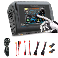 HTRC H200x2 Dual Channel Slim Charger AC 200W DC 400W 3,2 inch Kleurtouchscreen Balans Snel Laden voor 1 6S LiPO LiHV Li