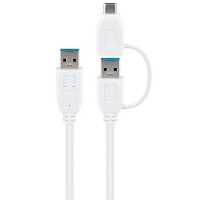 Goobay USB 3.0 Kabel met USB A naar USB C adapter   0 5 meter