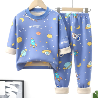Mini Fashion™   Kinder Cartoon Fleece Pyjama Blauw   Ruimte / Maat 110 (4 5 jaar) | Educatief Speelgoed