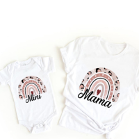 Mini Fashion™   Mama & Dochter   Matchende Shirt & Romper Wit   Regenboog Met Print / Vrouwen   XXL | Educatief Speelgoed