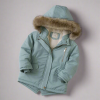 CozyTrend – Elegant & Warm – Parka Winterjas met Bontkraag Teal / 130 (7–8 jaar) | Educatief Speelgoed