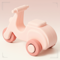 Montessori Silicone Toy Car – Veilig & Bijtvriendelijk – Siliconen Bijt Speelgoed Voertuig Roze Scooter | Educatief Speelgoed
