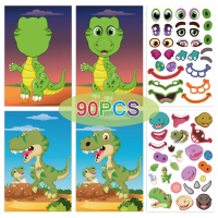 Funny Faces™ – Dierenpret & Plakplezier – Herbruikbaar Stickerboek Dinos   90 Stickers | Educatief Speelgoed